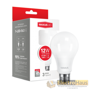LED лампа MAXUS A65 12W теплый свет E27 (1-LED-563)